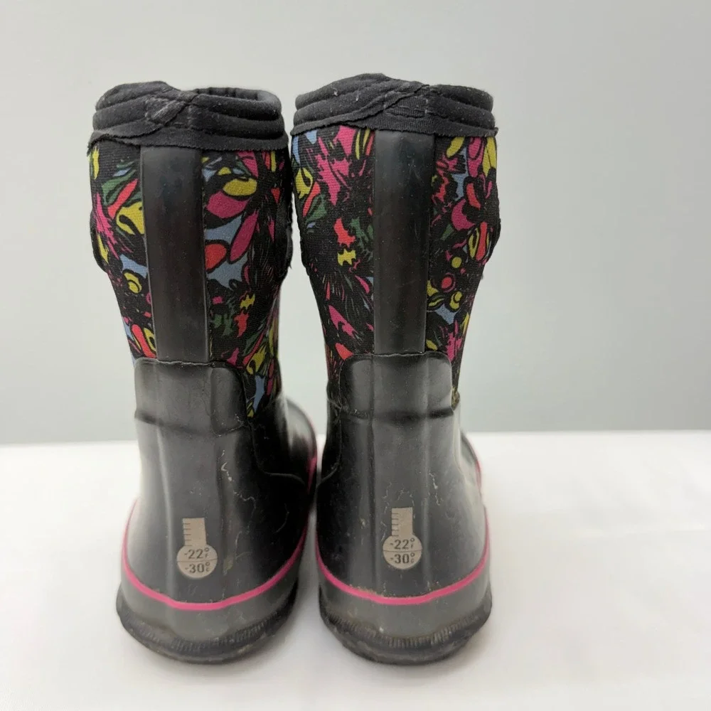 Bogs Grasp Wildflower Floral Kids Girls 12 Waterproof Winter Boots Black